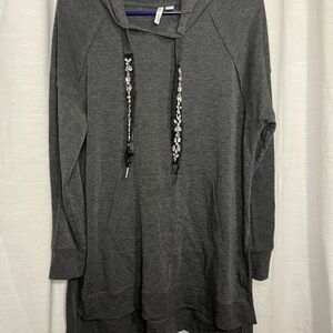 Charcoal Gray Embellished Drawstring Tunic